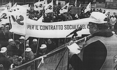 Gegen 1000 Mitglieder demonstrieren im Februar 2000 für den Contrat social (aus «lavoro&trasporti vom 24. Februar 2000).