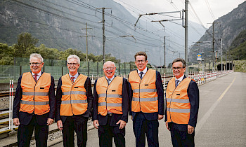 Conferenza stampa a Pollegio sulla riapertura della Galleria di base del San Gottardo, il 2 settembre 2024. © FFS