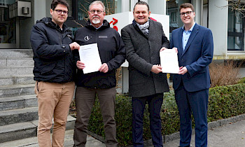 Mario Schmid, Matthias Hartwich (SEV), Simon Klettenhammer und Raffael Prager (Newrest Wagons-lits)