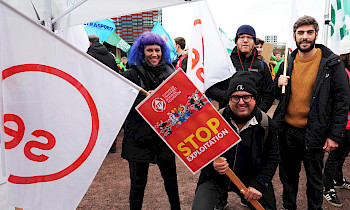 Gewerkschaftsdemonstration in Strassburg gegen Untervergaben und Ausbeutung